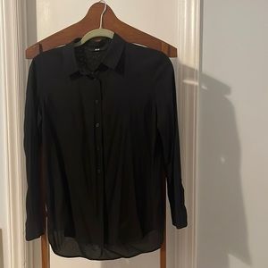 Uniqlo Rayon Long-Sleeve Blouse. Black XS.
